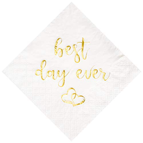 Bridal Shower Birthday 5x5" Napkins 50 Pack Rose Gold "Best Day Ever" Wedding